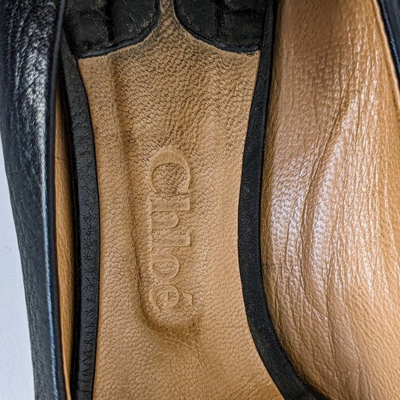 Chloe Black Heels with Gold Buckle and Wooden Heel - Picture 14 of 15